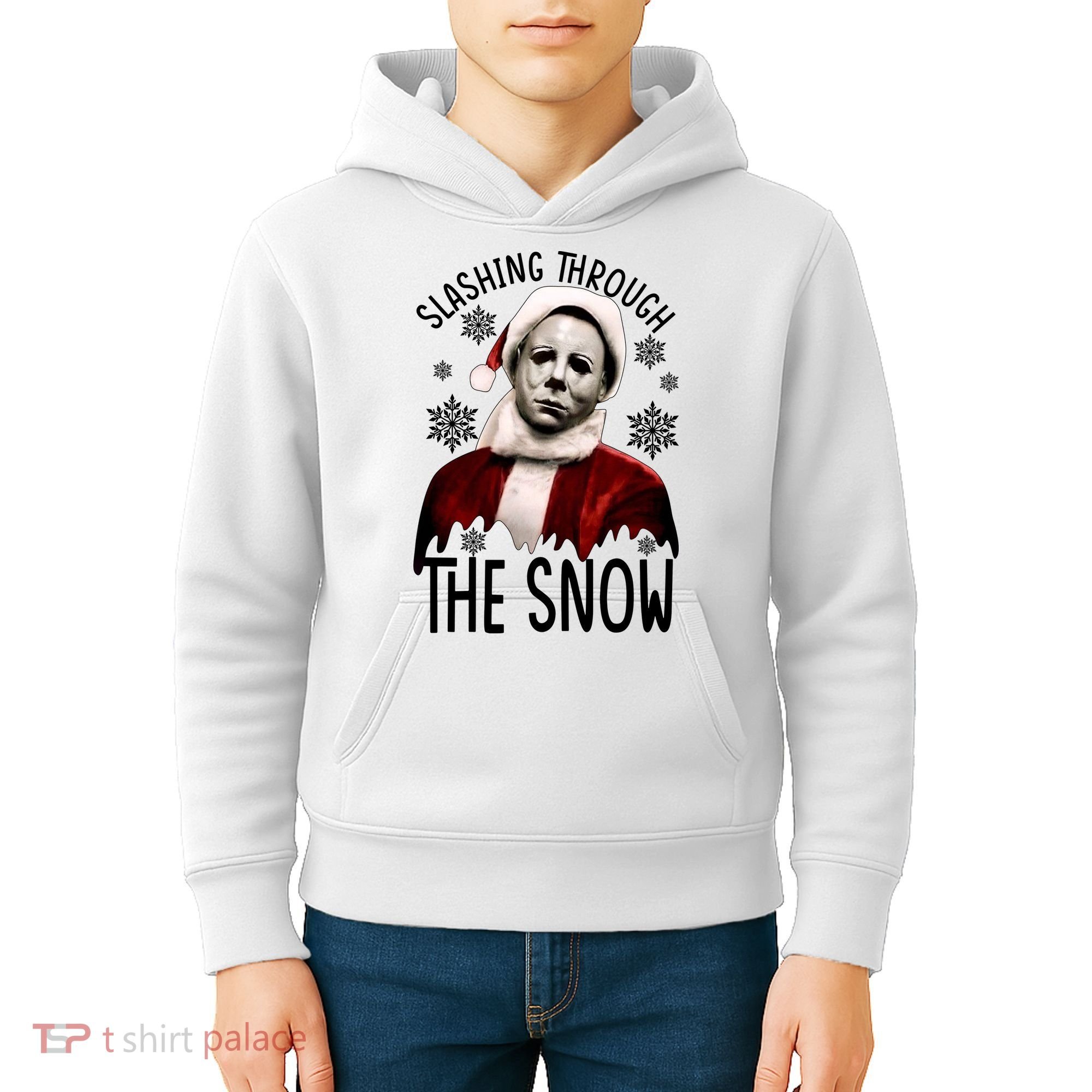 Myers Slashing Through The Snow Horror Christmas Kids Hoodie