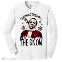 Myers Slashing Through The Snow Horror Christmas Kids Long Sleeve Shirt thumb 0