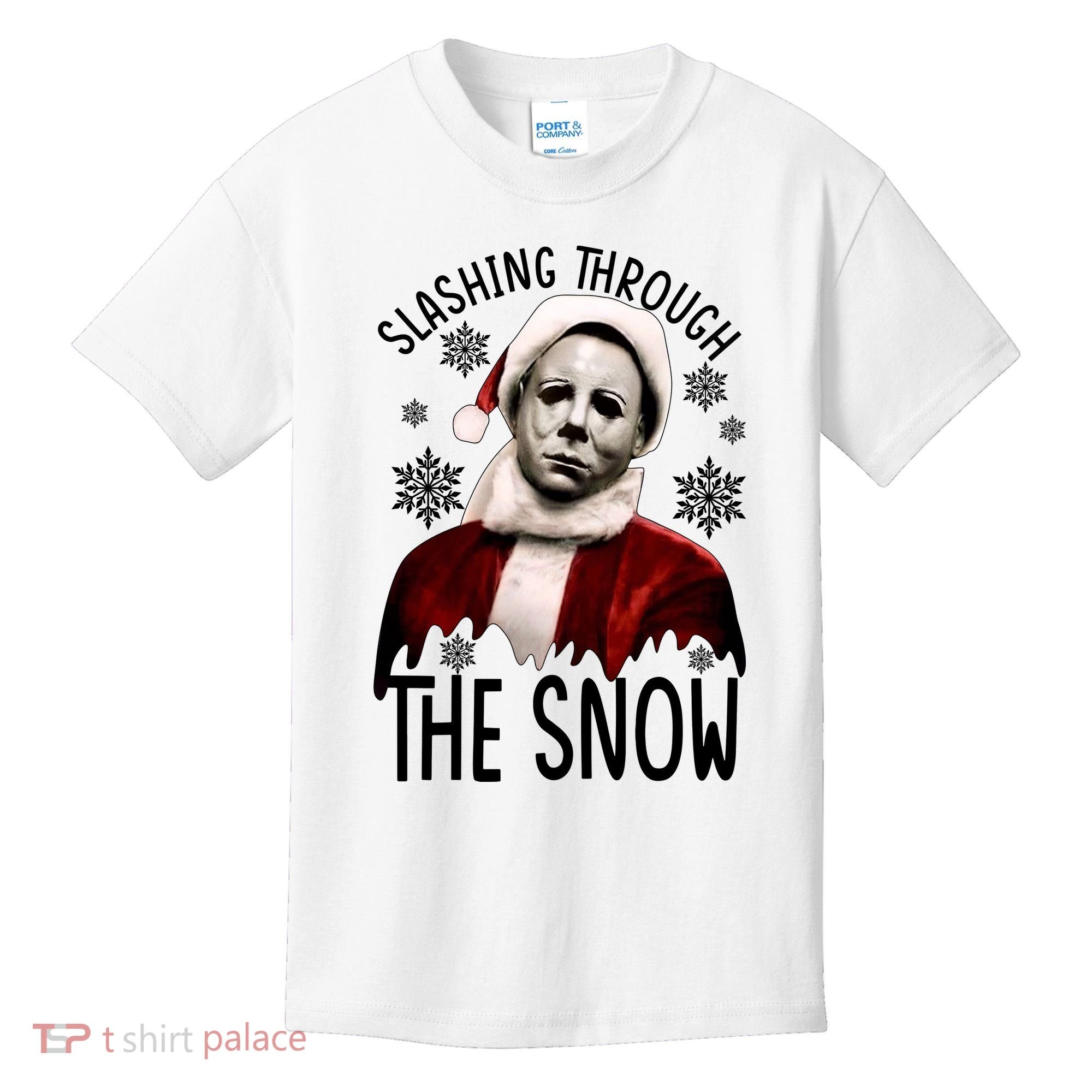 Myers Slashing Through The Snow Horror Christmas Kids T-Shirt