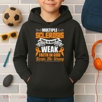 Multiple Sclerosis Tries To Make Me Weak Faith In God Kids Hoodie thumb 2