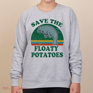Manatee Save The Floaty Potatoes Funny Chubby Mermaid Women's Sweatshirt