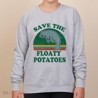 Manatee Save The Floaty Potatoes Funny Chubby Mermaid Women's Sweatshirt thumb 0