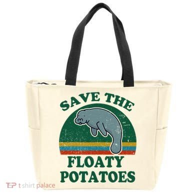 Manatee Save The Floaty Potatoes Funny Chubby Mermaid Tote Bag