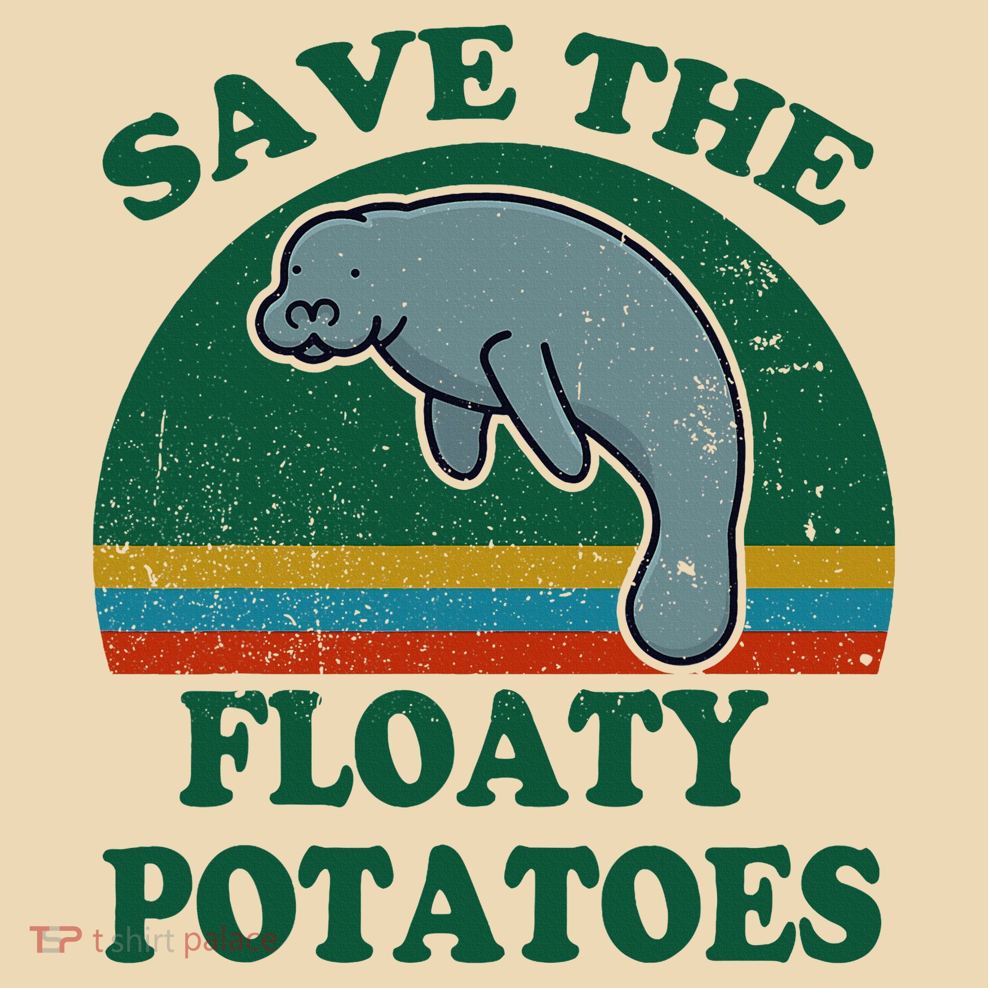 Manatee Save The Floaty Potatoes Funny Chubby Mermaid Tote Bag