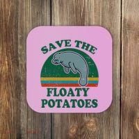 Manatee Save The Floaty Potatoes Funny Chubby Mermaid Coaster thumb 0