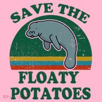 Manatee Save The Floaty Potatoes Funny Chubby Mermaid Coaster thumb 2