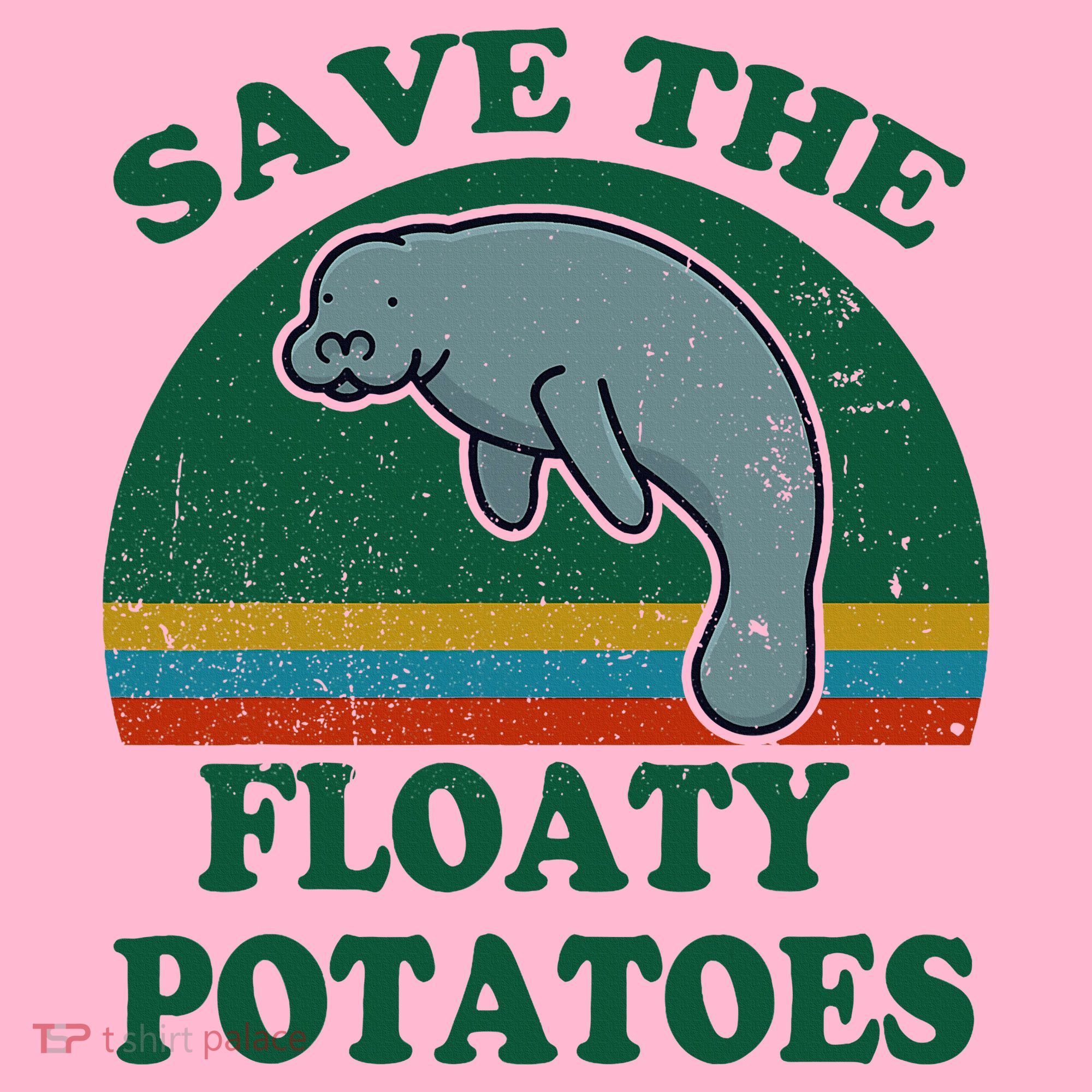 Manatee Save The Floaty Potatoes Funny Chubby Mermaid Coaster