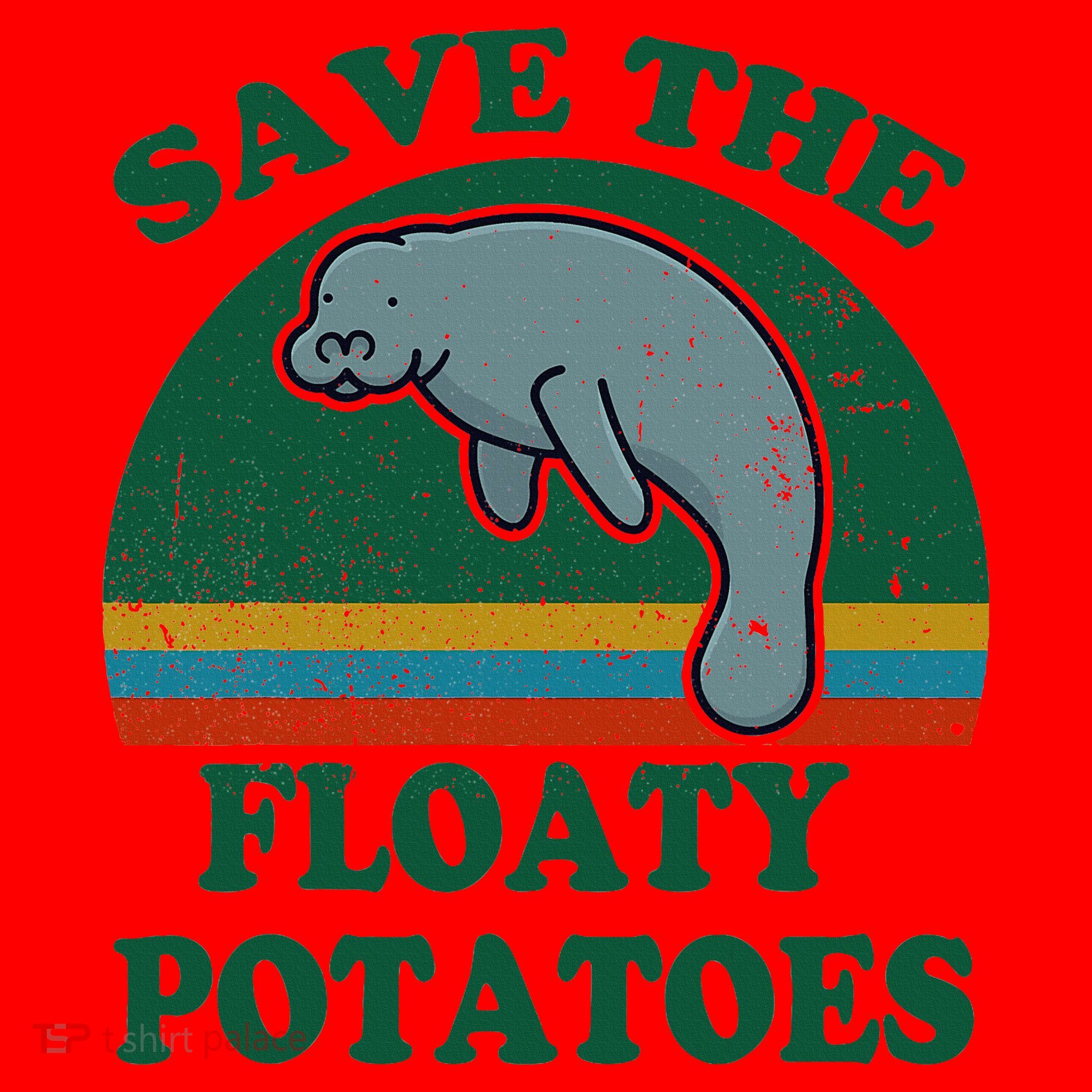 Manatee Save The Floaty Potatoes Funny Chubby Mermaid Santa Hat