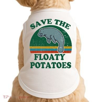 Manatee Save The Floaty Potatoes Funny Chubby Mermaid Doggie Tank