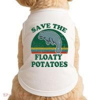 Manatee Save The Floaty Potatoes Funny Chubby Mermaid Doggie Tank thumb 0