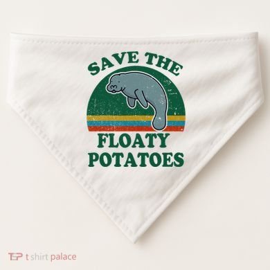 Manatee Save The Floaty Potatoes Funny Chubby Mermaid USA-Made Doggie Bandana