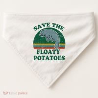 Manatee Save The Floaty Potatoes Funny Chubby Mermaid USA-Made Doggie Bandana thumb 0