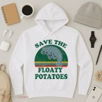 Manatee Save The Floaty Potatoes Funny Chubby Mermaid Hoodie thumb 3