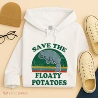 Manatee Save The Floaty Potatoes Funny Chubby Mermaid Hoodie thumb 4