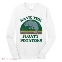 Manatee Save The Floaty Potatoes Funny Chubby Mermaid Long Sleeve Shirt thumb 0