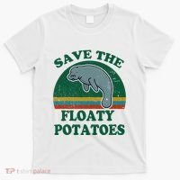 Manatee Save The Floaty Potatoes Funny Chubby Mermaid T-Shirt thumb 0