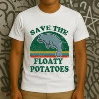 Manatee Save The Floaty Potatoes Funny Chubby Mermaid T-Shirt thumb 3