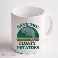 Manatee Save The Floaty Potatoes Funny Chubby Mermaid Coffee Mug thumb 1