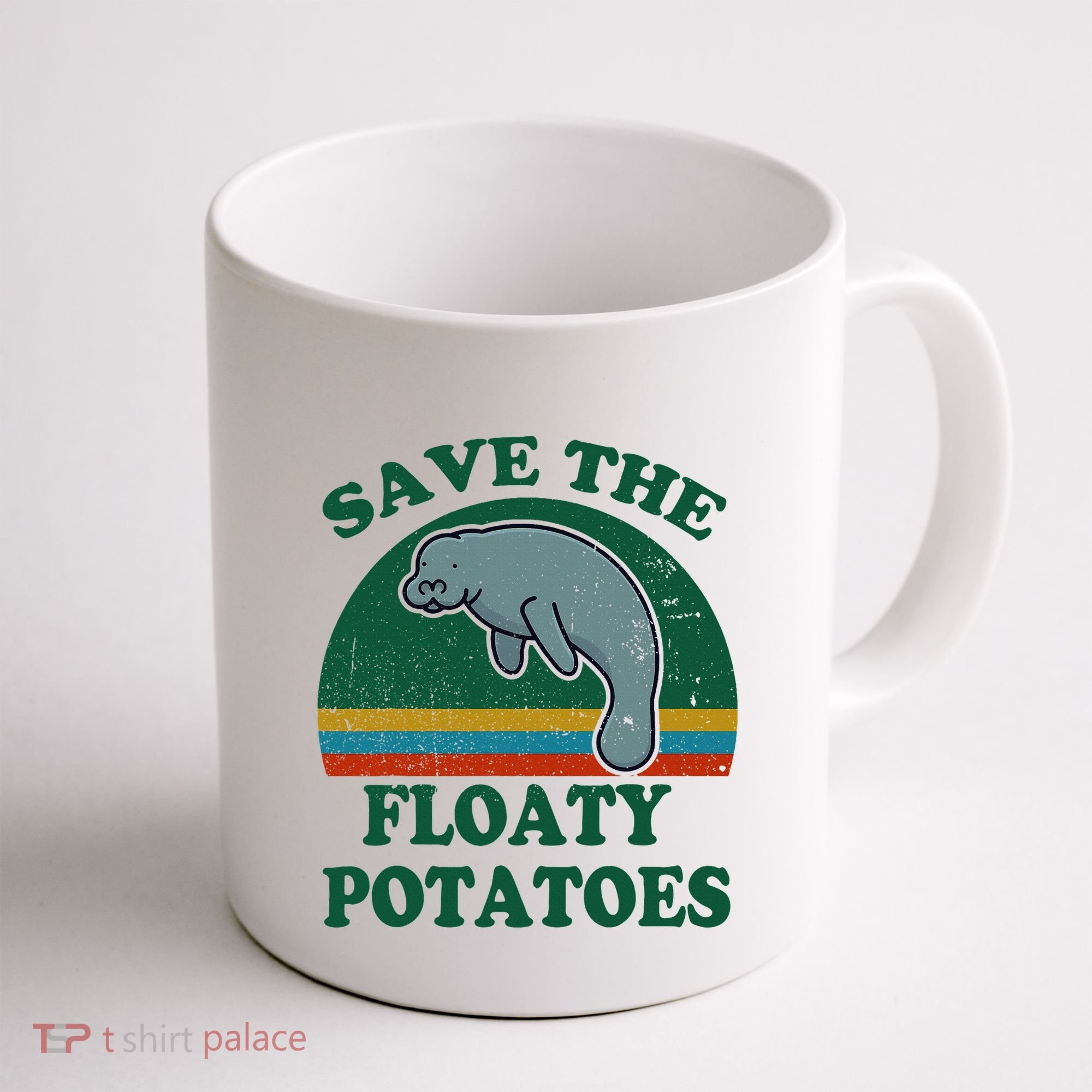 Manatee Save The Floaty Potatoes Funny Chubby Mermaid Coffee Mug