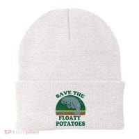 Manatee Save The Floaty Potatoes Funny Chubby Mermaid Beanie thumb 0