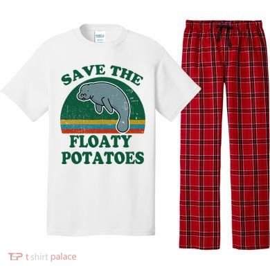 Manatee Save The Floaty Potatoes Funny Chubby Mermaid Pajama Set