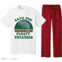 Manatee Save The Floaty Potatoes Funny Chubby Mermaid Pajama Set thumb 0