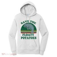 Manatee Save The Floaty Potatoes Funny Chubby Mermaid Women's Hoodie thumb 0