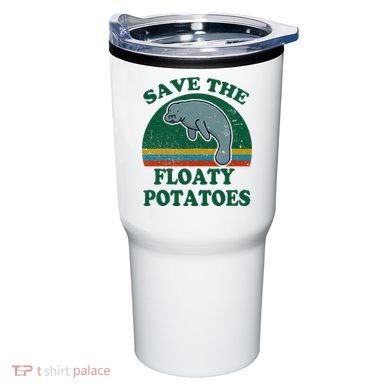 Manatee Save The Floaty Potatoes Funny Chubby Mermaid Tumbler