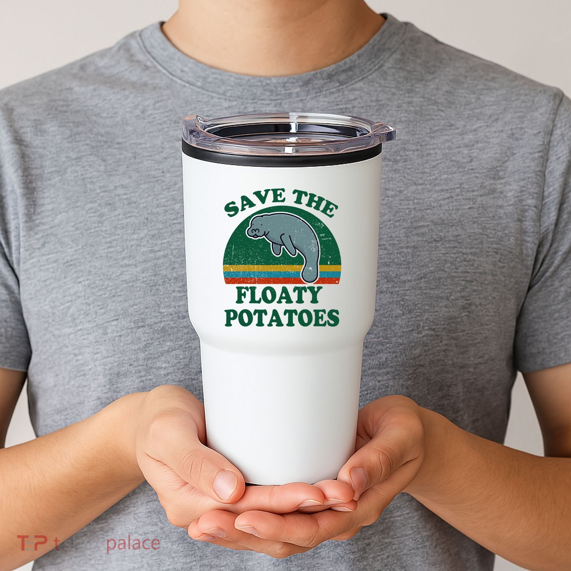 Manatee Save The Floaty Potatoes Funny Chubby Mermaid Tumbler