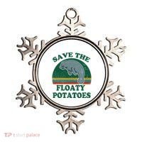 Manatee Save The Floaty Potatoes Funny Chubby Mermaid Ornament thumb 0