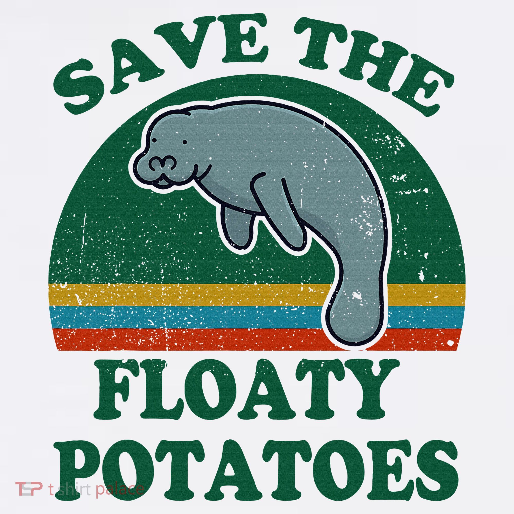 Manatee Save The Floaty Potatoes Funny Chubby Mermaid Ornament