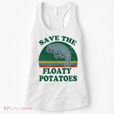 Manatee Save The Floaty Potatoes Funny Chubby Mermaid Women's Tank Top