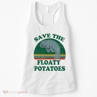 Manatee Save The Floaty Potatoes Funny Chubby Mermaid Women's Tank Top thumb 0