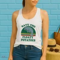 Manatee Save The Floaty Potatoes Funny Chubby Mermaid Women's Tank Top thumb 2