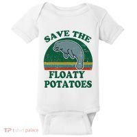 Manatee Save The Floaty Potatoes Funny Chubby Mermaid Baby Bodysuit thumb 0