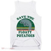 Manatee Save The Floaty Potatoes Funny Chubby Mermaid Tank Top thumb 0