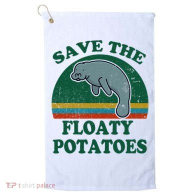 Manatee Save The Floaty Potatoes Funny Chubby Mermaid Golf Towel