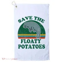 Manatee Save The Floaty Potatoes Funny Chubby Mermaid Golf Towel thumb 0