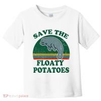 Manatee Save The Floaty Potatoes Funny Chubby Mermaid Toddler T-Shirt thumb 0