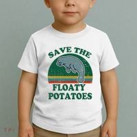 Manatee Save The Floaty Potatoes Funny Chubby Mermaid Toddler T-Shirt thumb 2