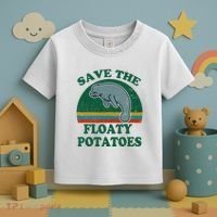 Manatee Save The Floaty Potatoes Funny Chubby Mermaid Toddler T-Shirt thumb 3