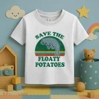 Manatee Save The Floaty Potatoes Funny Chubby Mermaid Toddler T-Shirt thumb 3
