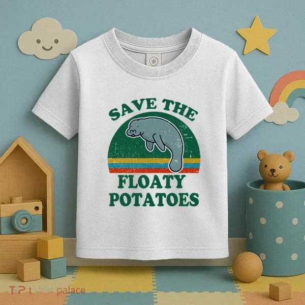 Manatee Save The Floaty Potatoes Funny Chubby Mermaid Toddler T-Shirt