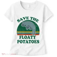 Manatee Save The Floaty Potatoes Funny Chubby Mermaid Women's T-Shirt thumb 0