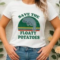 Manatee Save The Floaty Potatoes Funny Chubby Mermaid Women's T-Shirt thumb 2