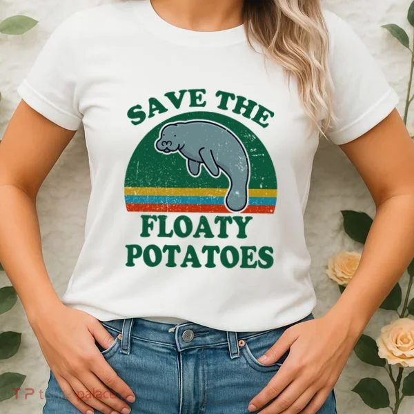 Manatee Save The Floaty Potatoes Funny Chubby Mermaid Women's T-Shirt