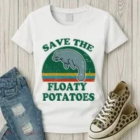 Manatee Save The Floaty Potatoes Funny Chubby Mermaid Women's T-Shirt thumb 3