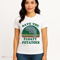 Manatee Save The Floaty Potatoes Funny Chubby Mermaid Women's T-Shirt thumb 4