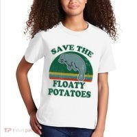 Manatee Save The Floaty Potatoes Funny Chubby Mermaid Kids T-Shirt thumb 2