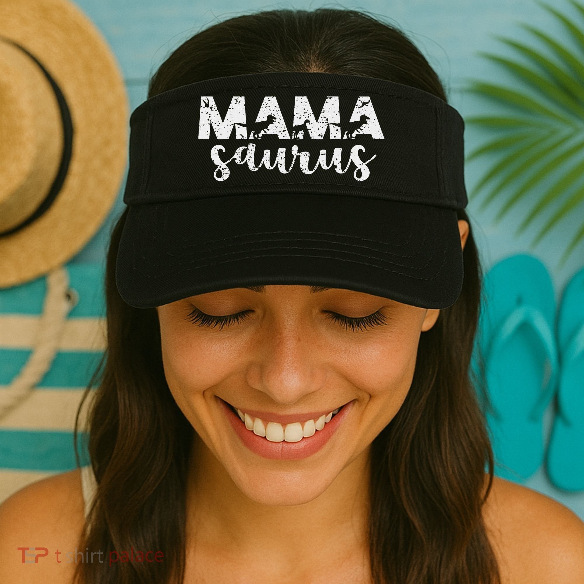 Mama Saurus T Rex Dinosaur Mama Saurus Mother's Day Best Mom Visor